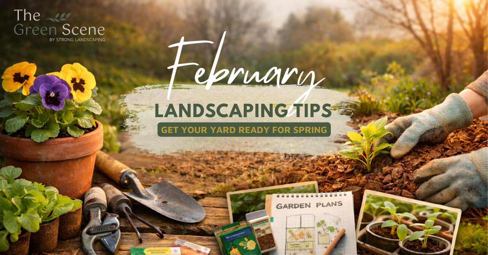 February landscaping tips in Texas showing soil preparation, planting, and garden planning to prepare a Houston yard for spring.