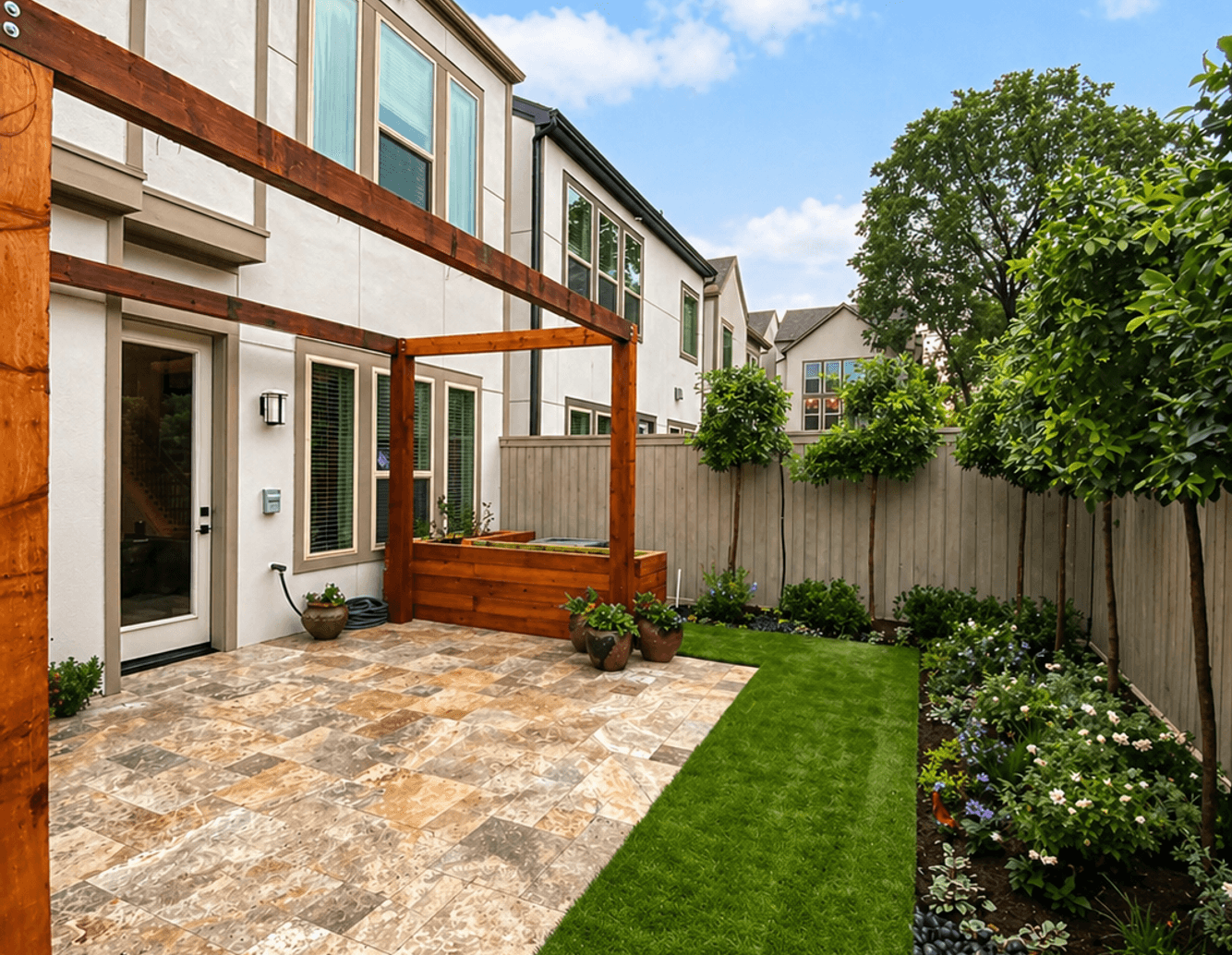 Comfortable Houston backyard patio enjoyed free of mosquitoes